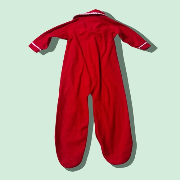 Vintage Baby Sears Red Candy Cane Fleece One Piece Holiday Pajamas - Picture 2 of 9